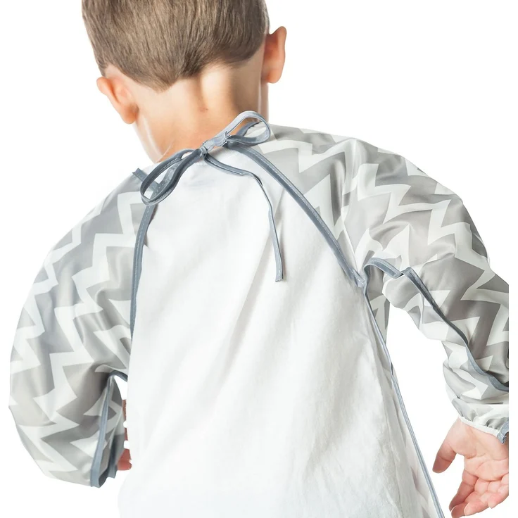 Hippychick Bumkin Sleeved Lätzchen - Grauer Chevron - Grau Chevron – Bild 3
