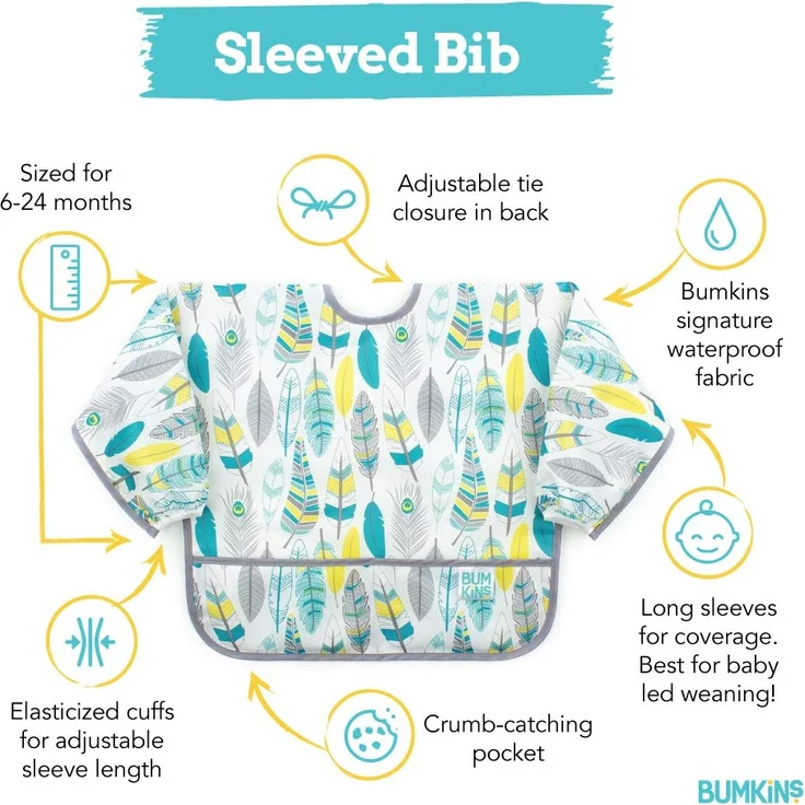 Hippychick Bumkin Sleeved Lätzchen - Grauer Chevron - Grau Chevron – Bild 6