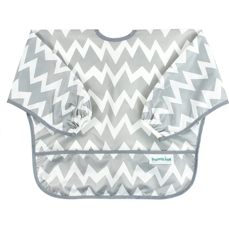 Hippychick Bumkin Sleeved Lätzchen - Grauer Chevron - Grau Chevron – Bild 1