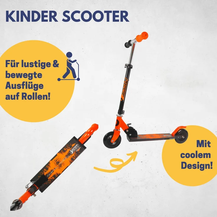 Best Sporting Scooter 125er Rolle, Tretroller für Kinder, klappbar, schwarz / orange – Bild 2