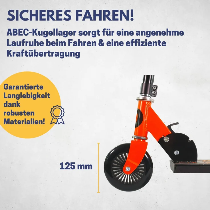 Best Sporting Scooter 125er Rolle, Tretroller für Kinder, klappbar, schwarz / orange – Bild 4