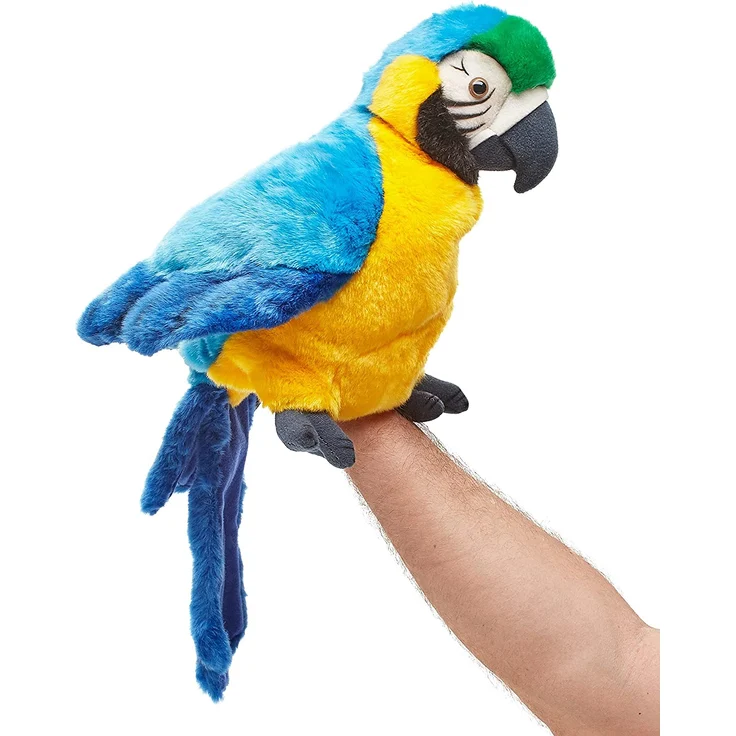 Uni-Toys - Handpuppe Papagei mit drehbarem Kopf - 26 cm (Höhe) - Vogel - Plüschtier, Kuscheltier – Bild 2