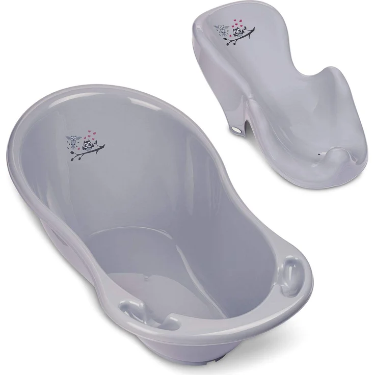 Babykajo Badewanne, Eule Grau inkl. Badewannensitz – Bild 1