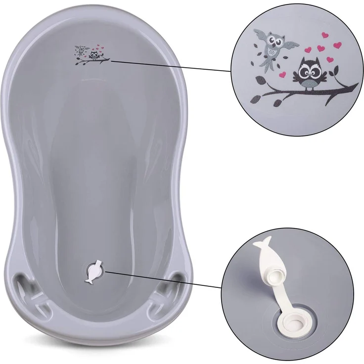 Babykajo Badewanne, Eule Grau inkl. Badewannensitz – Bild 2