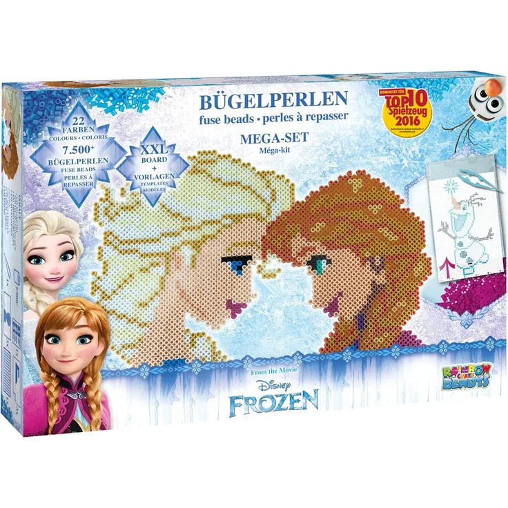 Craze 15094 - Rainbow Beadys Bügelperlen Mega Set Disney Frozen inklusiv Zubehör, 7500 Perlen, 22 Farben