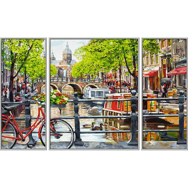 Schipper 609260812 Malen nach Zahlen, Amsterdam - Bilder malen für Erwachsene, inklusive Pinsel und Acrylfarben, Triptychon, 50 x 80 cm – Bild 3