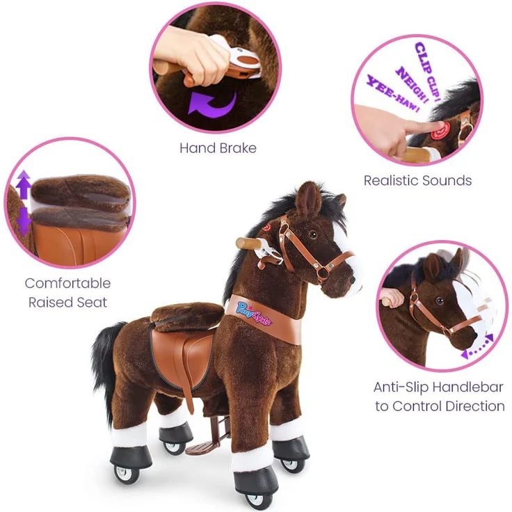 PonyCycle® Dark brown mit Bremse und Sound - groß – Bild 3