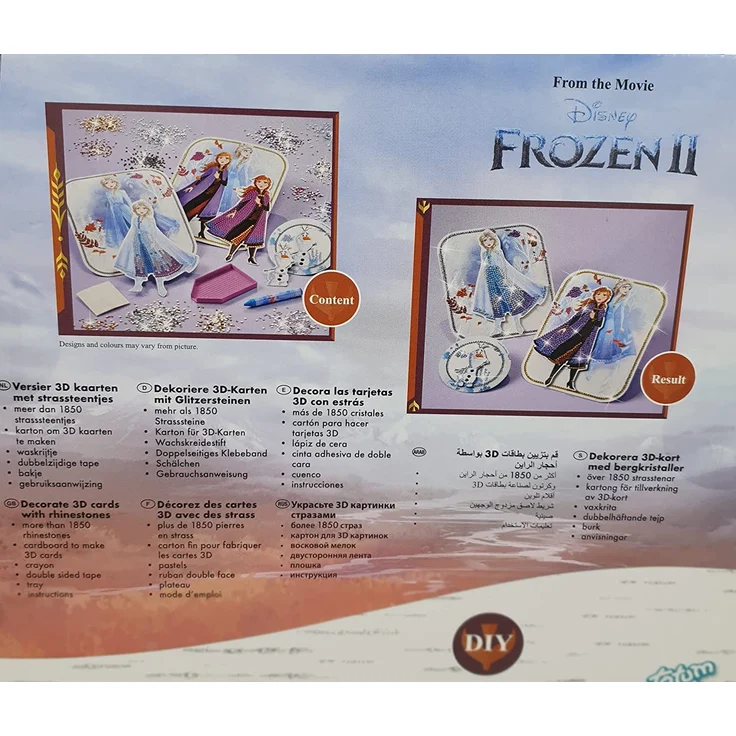 Disney Frozen II Diamantbastel-Set: Gestalte 3D Karten von Anna & Elsa und Olaf mit wunderschönen Strasssteinen – Bild 4