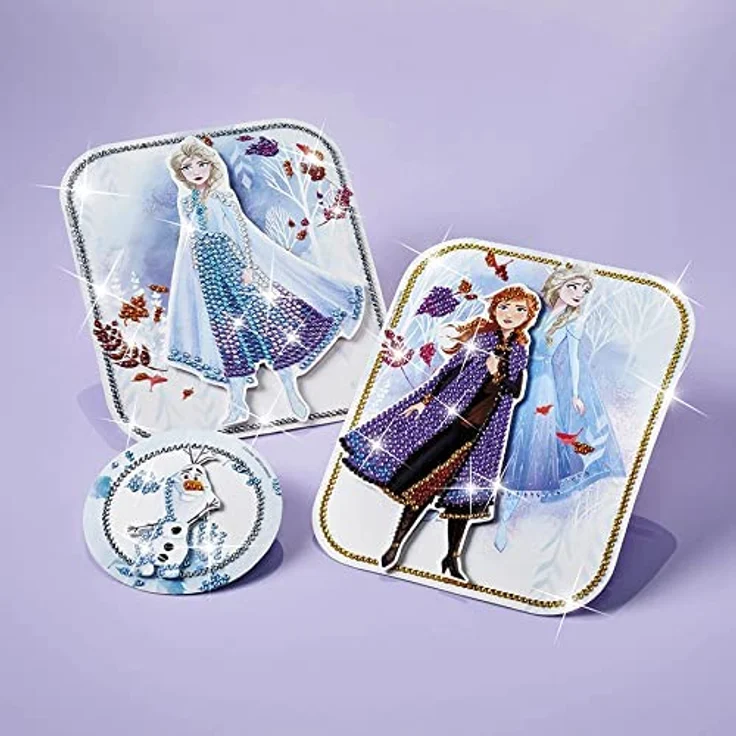 Disney Frozen II Diamantbastel-Set: Gestalte 3D Karten von Anna & Elsa und Olaf mit wunderschönen Strasssteinen – Bild 3