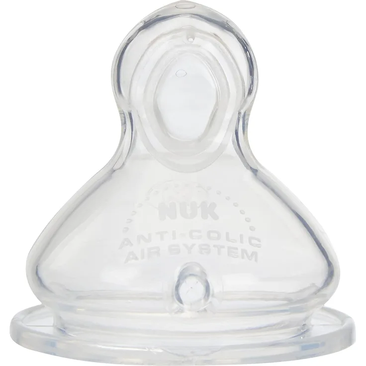NUK 10125018 First Choice+ Anti-Colic-Trinksauger Silikon, kiefergerechte NUK Form, Größe 2 (6-18 Monate) M für Milch, 2 Stück