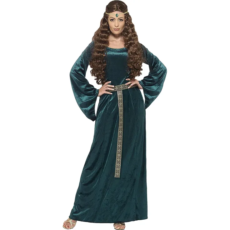 Smiffy's 45497S - Damen Mittelalterliche Magd Kostüm, Kleid und Haarband, Größe: S, grün