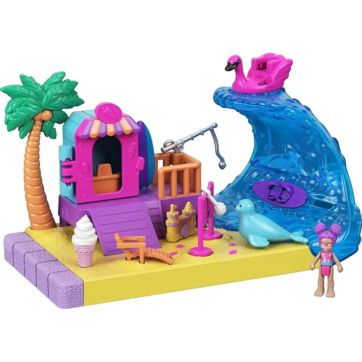 Polly Pocket GTM68 - Pollyville Sonnenstrand, kleine Puppe, Tierfigur, tolles Spielzeug Geschenk für Kinder ab 4 Jahren – Bild 5