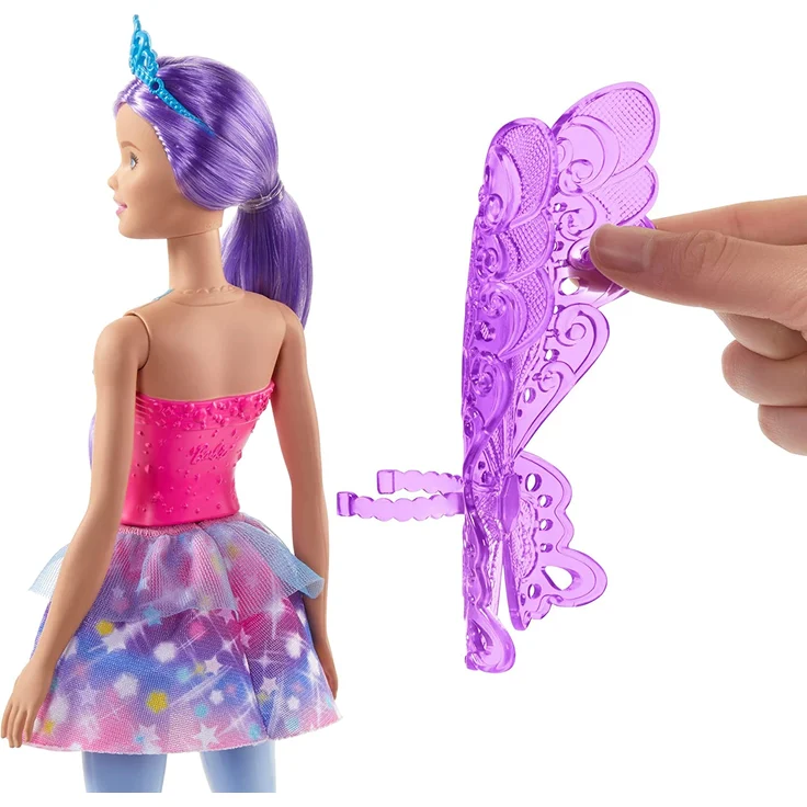 Barbie GJK00 - Dreamtopia Fee, Puppe (lilafarbenes Haar) mit Flügeln und Diadem, Spielzeug ab 3 Jahren – Bild 5