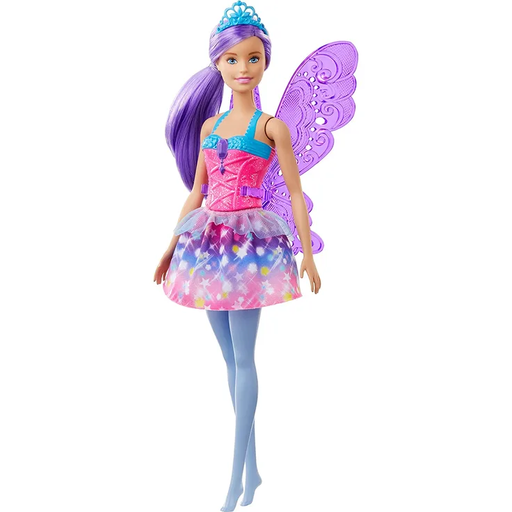 Barbie GJK00 - Dreamtopia Fee, Puppe (lilafarbenes Haar) mit Flügeln und Diadem, Spielzeug ab 3 Jahren