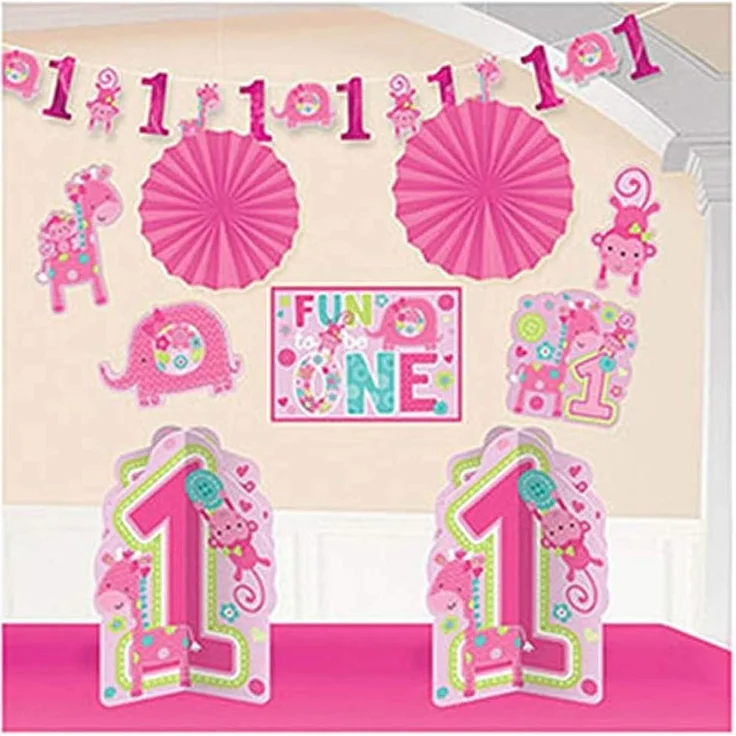 Amscan dekorationsset 1 Jahr Mädchen 10-teilig – Bild 1