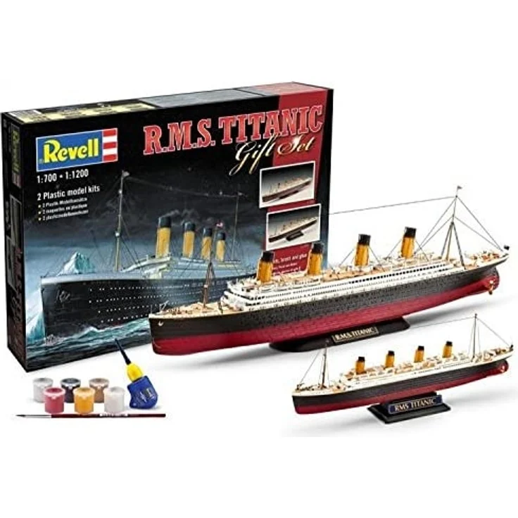 Revell Modellbausatz Schiff 1:700&1:1200 - Geschenkset R.M.S. Titanic im Maßstab 1:700&1:1200, Level 4, originalgetreue Nachbildung mit vielen Details, Kreuzfahrtschiff, 05727 - Preisvergleich – Bild 1