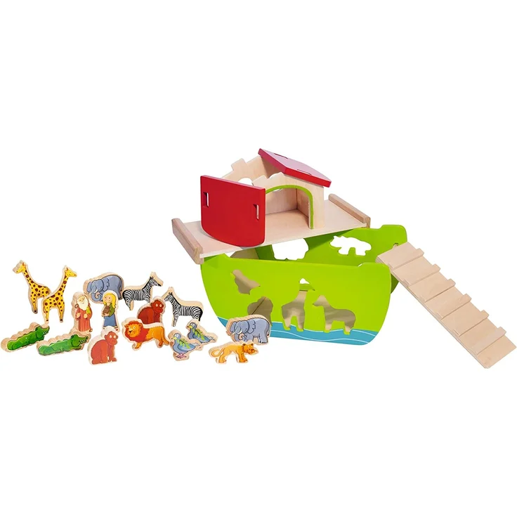 Eichhorn 100002084 - Steckspiel 'Arche Noah', 16 versch. Steckfiguren, 21-tlg., 14x26x19 cm, Birkenholz – Bild 7