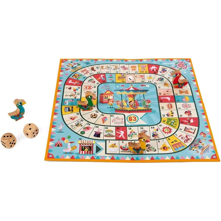 Janod J02743 Karussell-Gänsespiel, Familienspiel, Holzfiguren, für Kinder ab 4 Jahren – Bild 2