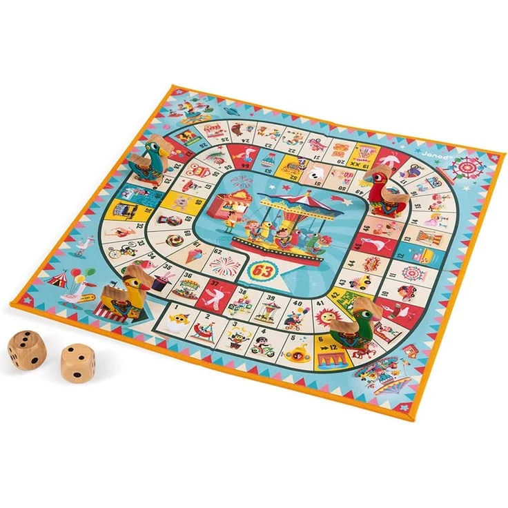 Janod J02743 Karussell-Gänsespiel, Familienspiel, Holzfiguren, für Kinder ab 4 Jahren – Bild 3