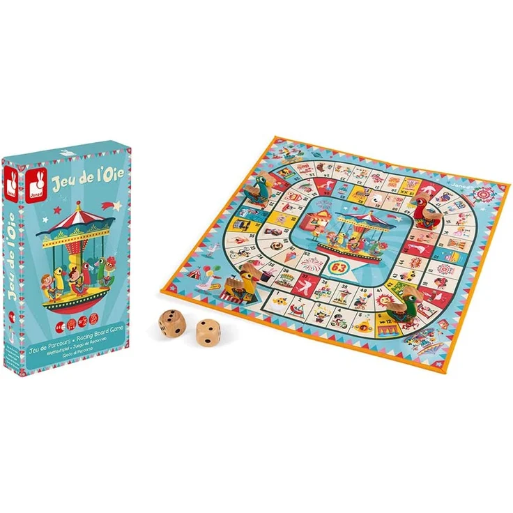 Janod J02743 Karussell-Gänsespiel, Familienspiel, Holzfiguren, für Kinder ab 4 Jahren – Bild 5