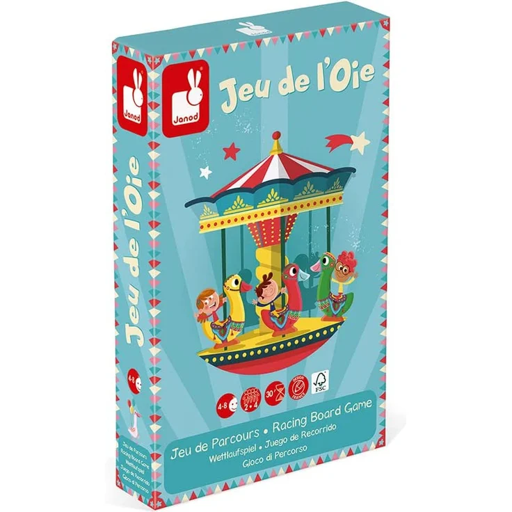 Janod J02743 Karussell-Gänsespiel, Familienspiel, Holzfiguren, für Kinder ab 4 Jahren – Bild 1