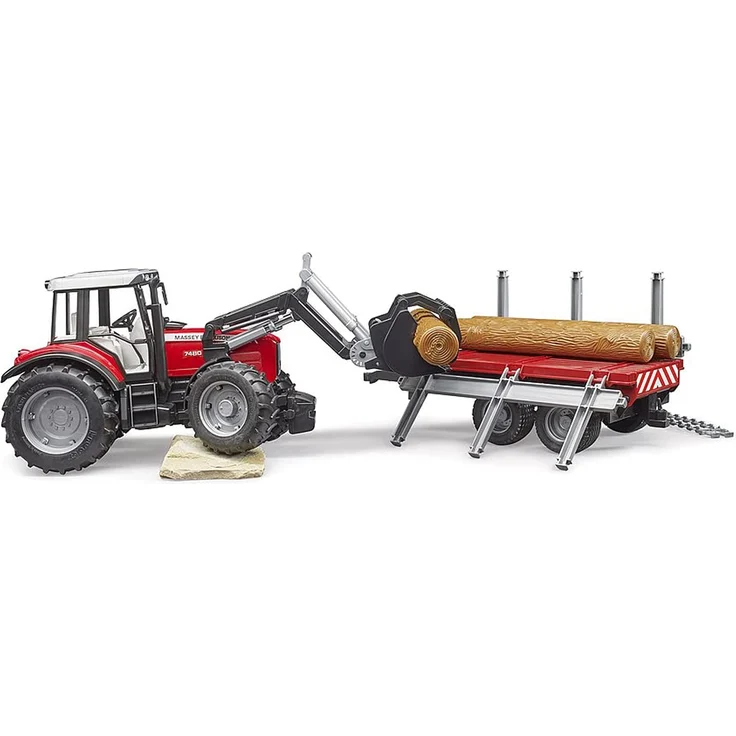 Massey Ferguson 7480 mit Frontlader und Holztransportanhänger – Bild 2