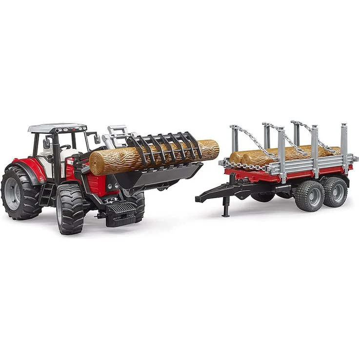 Massey Ferguson 7480 mit Frontlader und Holztransportanhänger – Bild 6