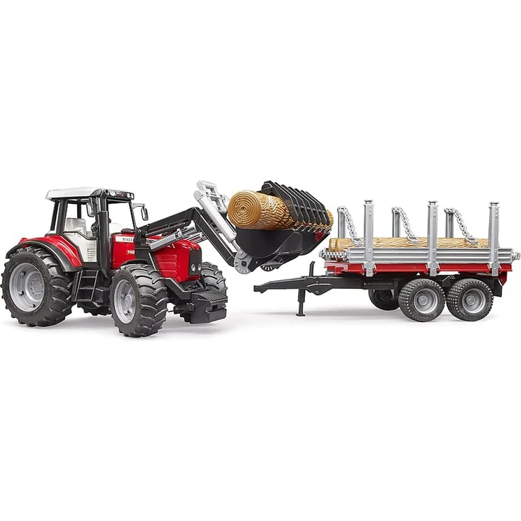 Massey Ferguson 7480 mit Frontlader und Holztransportanhänger – Bild 5
