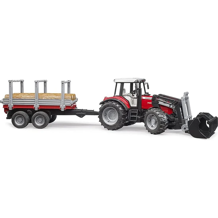 Massey Ferguson 7480 mit Frontlader und Holztransportanhänger – Bild 4