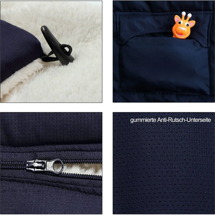 Monzana Babyfußsack Reflektoren-Streifen Reißverschluss Kopfteil Wetterfest Tasche Antirutschnoppen Kinderwagen Winterfußsack 90x60cm - Preisvergleich – Bild 3