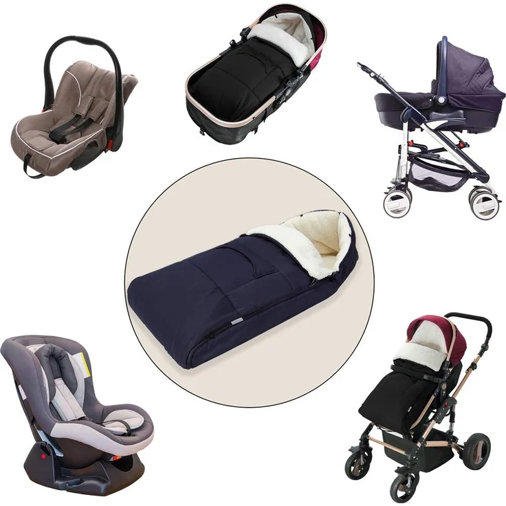 Monzana Babyfußsack Reflektoren-Streifen Reißverschluss Kopfteil Wetterfest Tasche Antirutschnoppen Kinderwagen Winterfußsack 90x60cm - Preisvergleich – Bild 2