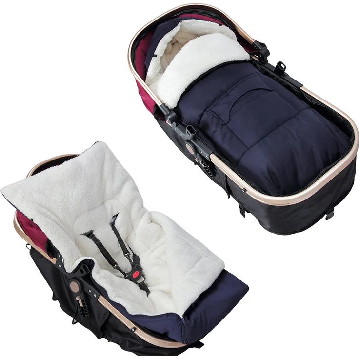 Monzana Babyfußsack Reflektoren-Streifen Reißverschluss Kopfteil Wetterfest Tasche Antirutschnoppen Kinderwagen Winterfußsack 90x60cm - Preisvergleich – Bild 6