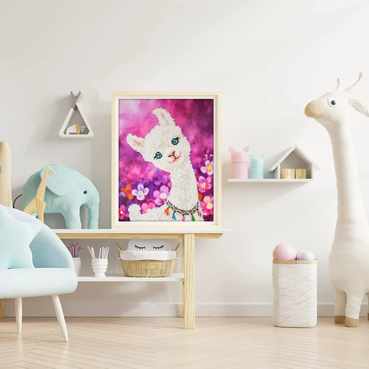 Pracht Creatives Hobby DD7-018 - Diamond Dotz Lama, funkelndes Diamantbild zum Selbstgestalten, ca. 42 x 32 cm groß, Malen mit Diamanten, neuer und kreativer Basteltrend – Bild 7
