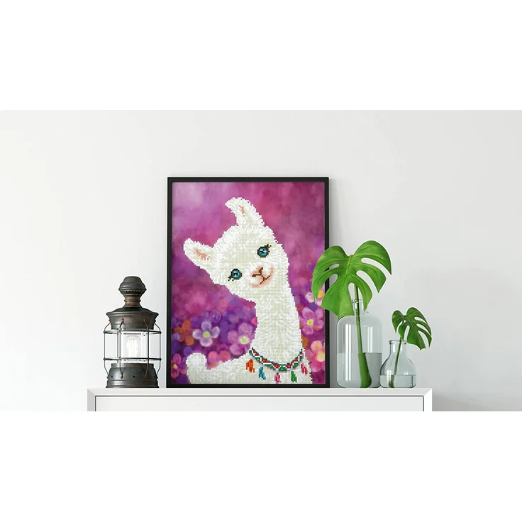 Pracht Creatives Hobby DD7-018 - Diamond Dotz Lama, funkelndes Diamantbild zum Selbstgestalten, ca. 42 x 32 cm groß, Malen mit Diamanten, neuer und kreativer Basteltrend – Bild 3
