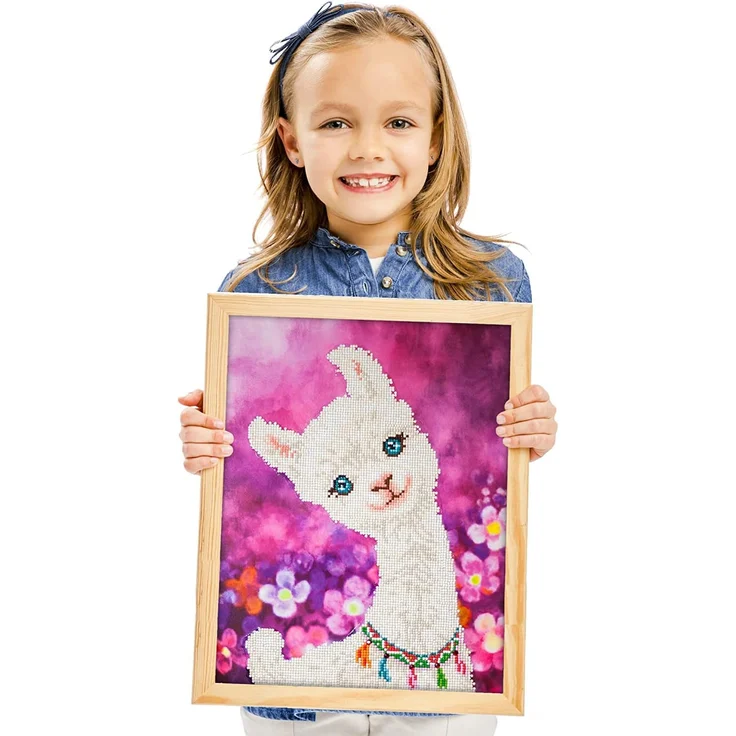 Pracht Creatives Hobby DD7-018 - Diamond Dotz Lama, funkelndes Diamantbild zum Selbstgestalten, ca. 42 x 32 cm groß, Malen mit Diamanten, neuer und kreativer Basteltrend – Bild 8