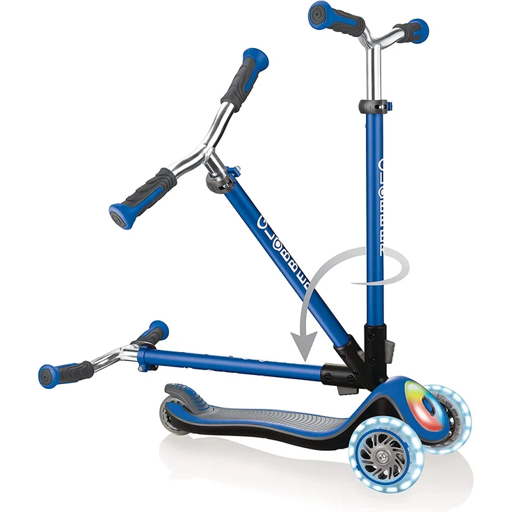 Scooter Globber Elite Prime navy-blau mit Leuchtrollen u. Leuchtdeck – Bild 4