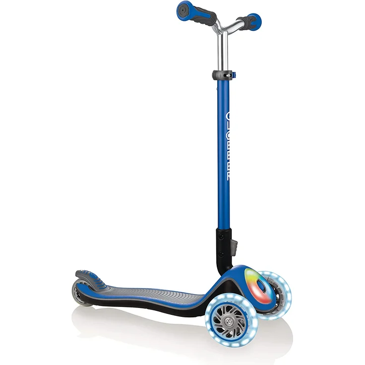 Scooter Globber Elite Prime navy-blau mit Leuchtrollen u. Leuchtdeck – Bild 1