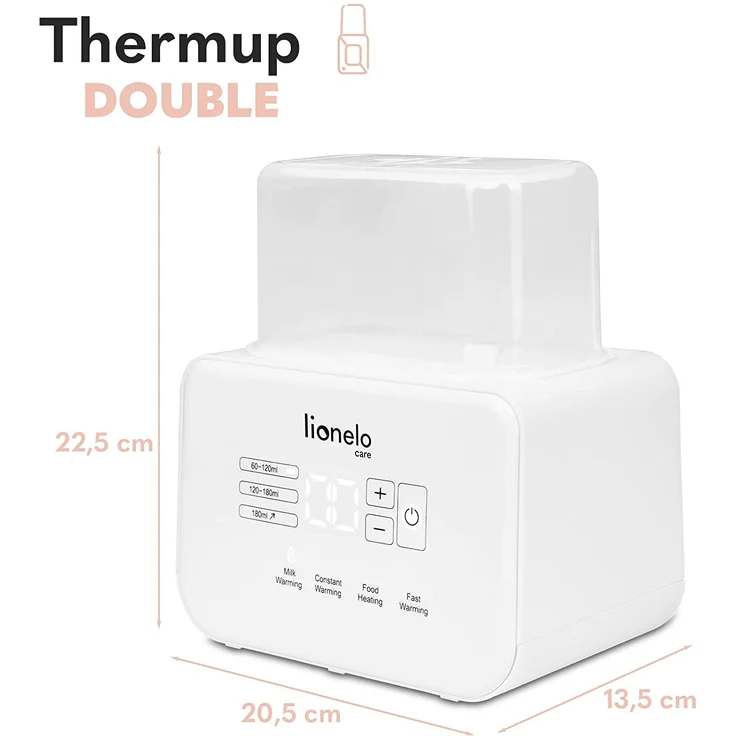 LIONELO THERMUP Doppel-Flaschenwärmer, 2 Flaschen gleichzeitig, erhitzen Erhitzen der Milch in 3-5 Minuten, 6 Arbeitsmodi, Funktion Sterilisator und Defrost, Ruhige Arbeit, Sicher zu benutzen – Bild 9