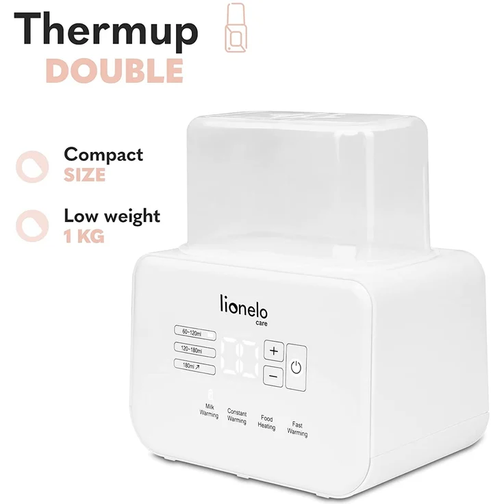 LIONELO THERMUP Doppel-Flaschenwärmer, 2 Flaschen gleichzeitig, erhitzen Erhitzen der Milch in 3-5 Minuten, 6 Arbeitsmodi, Funktion Sterilisator und Defrost, Ruhige Arbeit, Sicher zu benutzen – Bild 7