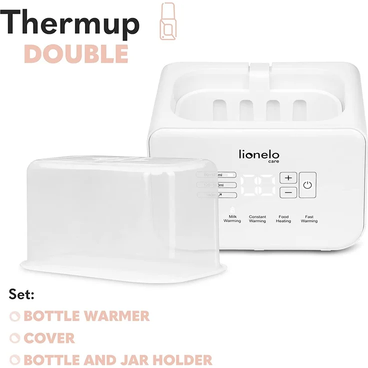 LIONELO THERMUP Doppel-Flaschenwärmer, 2 Flaschen gleichzeitig, erhitzen Erhitzen der Milch in 3-5 Minuten, 6 Arbeitsmodi, Funktion Sterilisator und Defrost, Ruhige Arbeit, Sicher zu benutzen – Bild 8