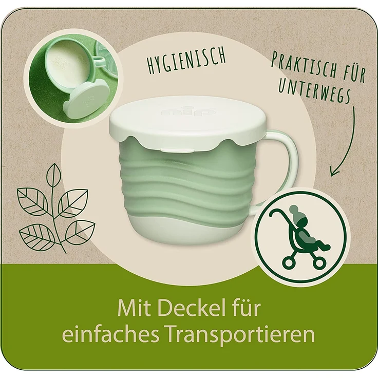 nip Snackbox 2in1 für Kinder, Greifbox aus nachwachsenden Rohstoffen, mit Deckel, Krümelfrei, Made in Germany, ab 9 Monaten, Colour: Grün – Bild 4