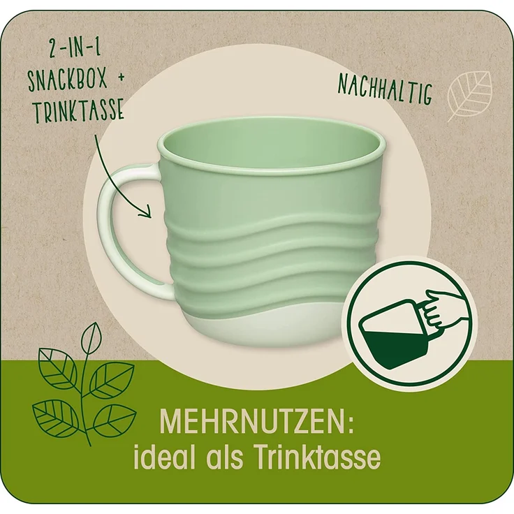 nip Snackbox 2in1 für Kinder, Greifbox aus nachwachsenden Rohstoffen, mit Deckel, Krümelfrei, Made in Germany, ab 9 Monaten, Colour: Grün – Bild 5
