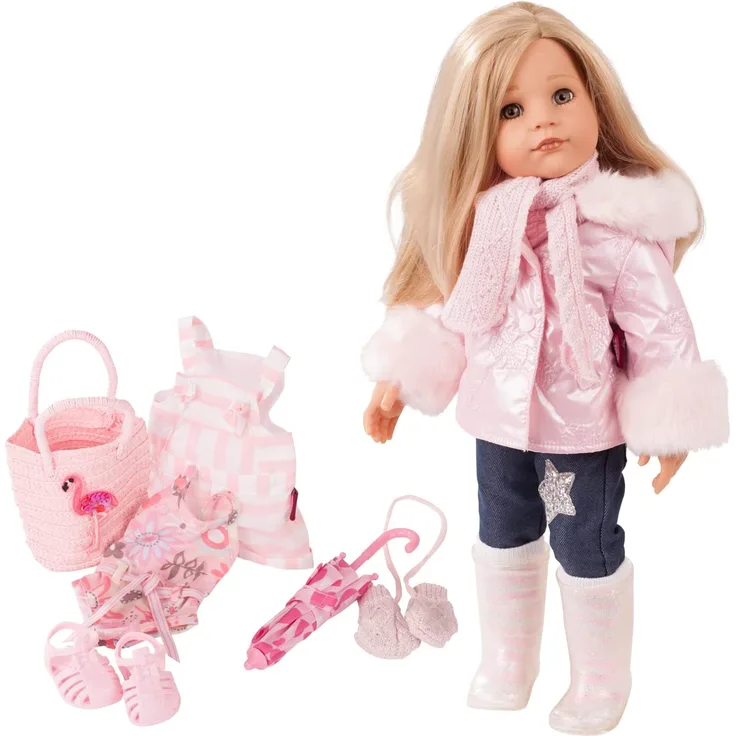 Götz 1959093 Hannah All Year Round Puppe - 50 cm große Stehpuppe, Blonde Haare, steingraue Augen - 16-teiliges Set