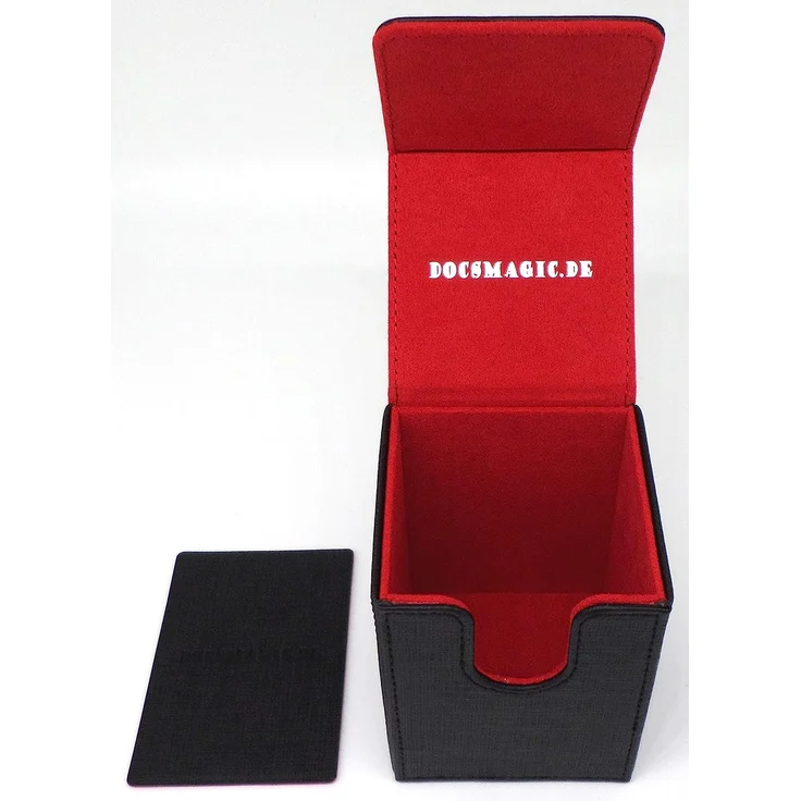 Premium Magnetic Flip Box (100) Black/Red + Deck Divider - MTG PKM YGO - Kartenbox Schwarz/Rot – Bild 2