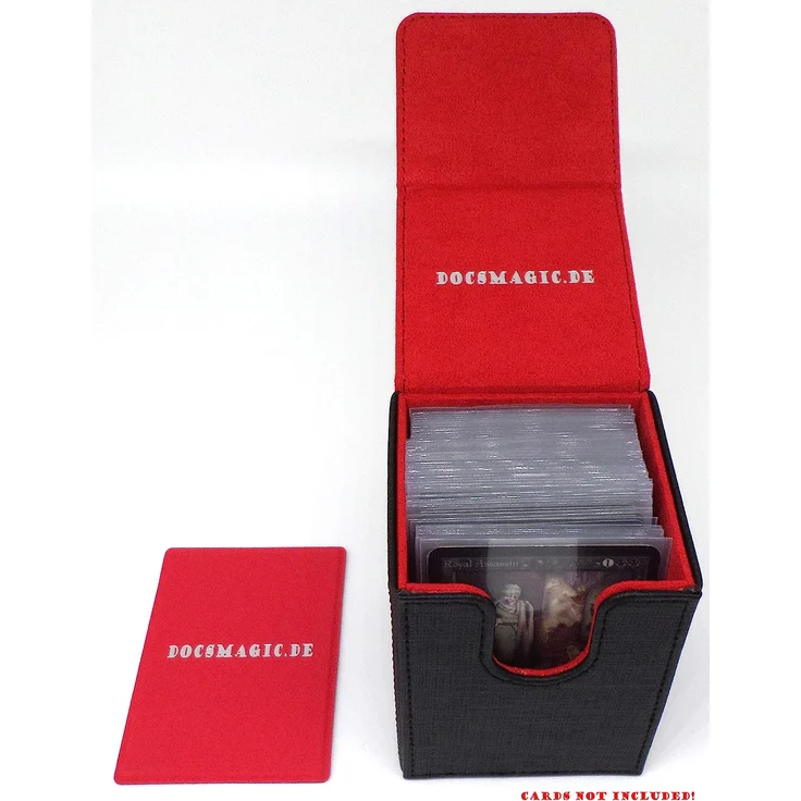 Premium Magnetic Flip Box (100) Black/Red + Deck Divider - MTG PKM YGO - Kartenbox Schwarz/Rot – Bild 3