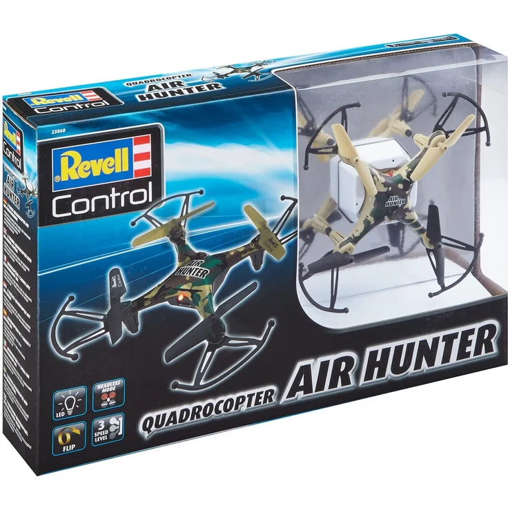 Revell Control 23860 RC Quadcopter Air Hunter, 2.4GHz, Akku, Flip-Funktion, Rotorschutz, LED, Headless-Mode, Geschwindigkeitsstufen, ferngesteuerter Quadrokopter, Camouflage-Design, 15,5 cm bunt – Bild 8