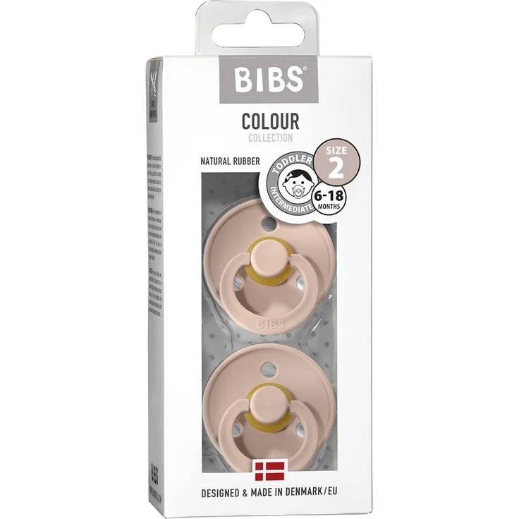 BIBS Colour Schnuller 2er-Pack, BPA-frei, Kirschform Nippel. Naturkautschuk / Latex, Hergestellt in Dänemark. 6-18 Monate (2er Pack), Blush / Blush – Bild 3