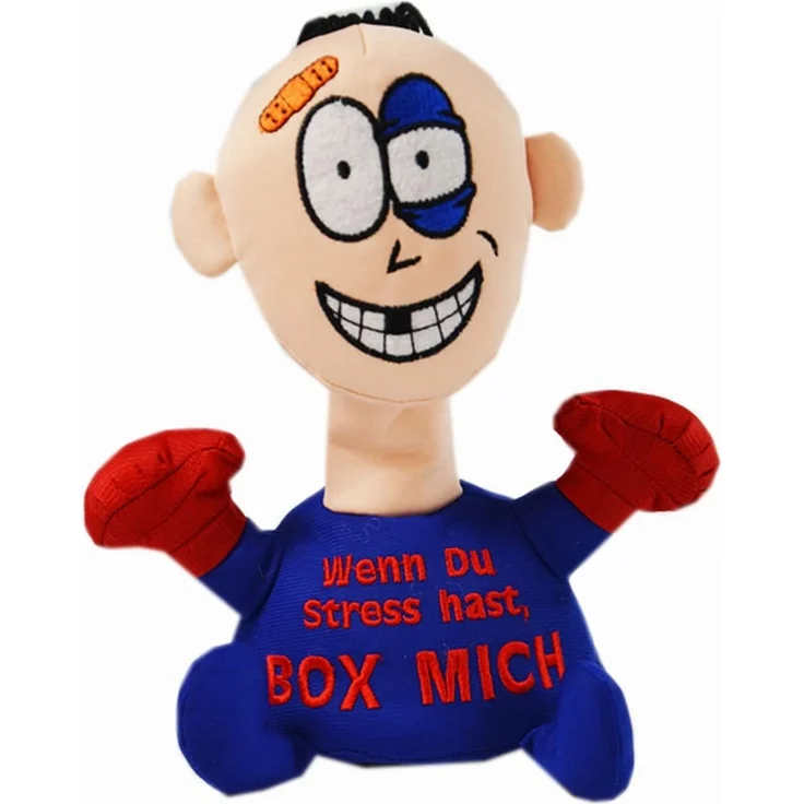 Kögler 75561 - Stoffpuppe Stress - Max mit Aufdruck, Figur mit Saugnäpfen an der Unterseite, ideal zum Abbau von Stress, Wut und Aggressionen – Bild 2