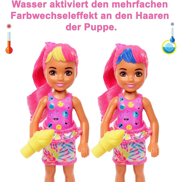 Mattel HCC90 Barbie Color Reveal Chelsea Neon Tie-Dye Series, sortiert , 1 Stück, zufällige Auswahl – Bild 4