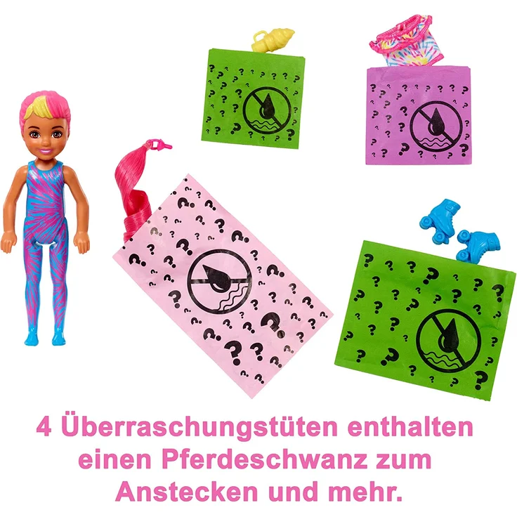 Mattel HCC90 Barbie Color Reveal Chelsea Neon Tie-Dye Series, sortiert , 1 Stück, zufällige Auswahl – Bild 5